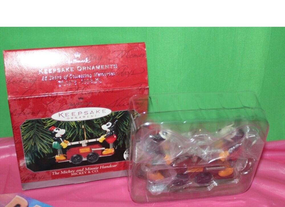 Hallmark Disney Mickey & Minnie 25 Year Handcar Christmas Holiday Ornament 73-98
